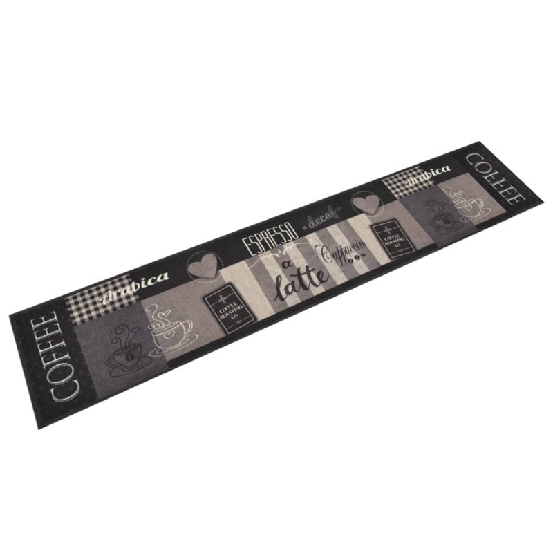 vidaXL Alfombra de cocina lavable terciopelo negro café 60x300 cm vidaXL Alfombra de cocina lavable terciopelo negro café 60x300 cm