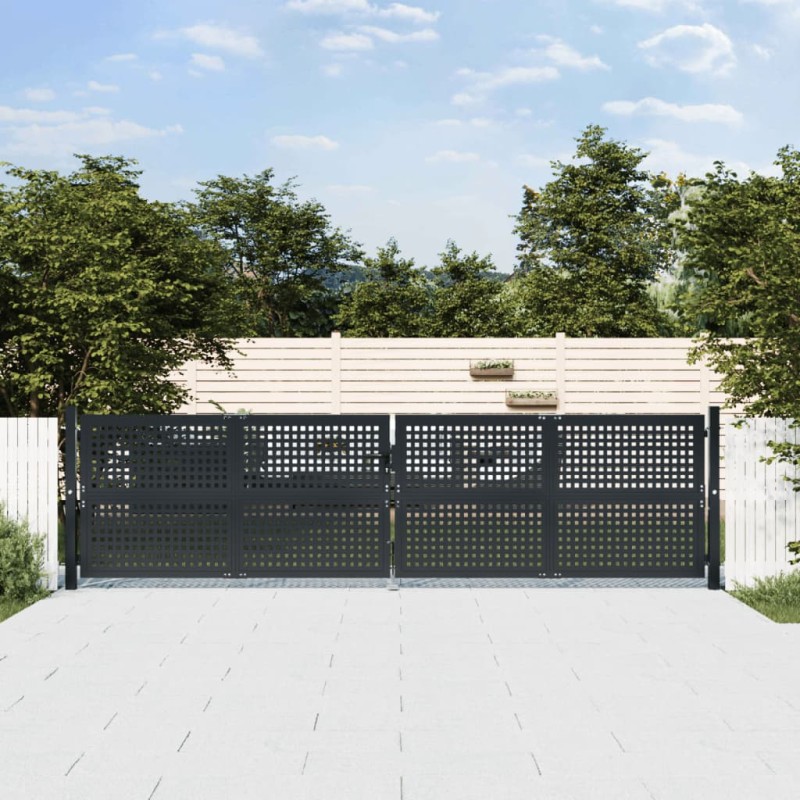vidaXL Puerta de jardín acero gris antracita 400x125 cm vidaXL Puerta de jardín acero gris antracita 400x125 cm