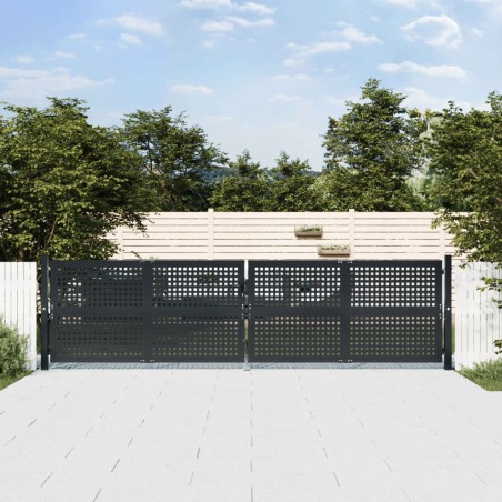 vidaXL Puerta de jardín acero gris antracita 400x125 cm
