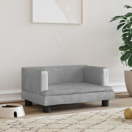 vidaXL Cama para perros de terciopelo gris claro 60x40x30 cm