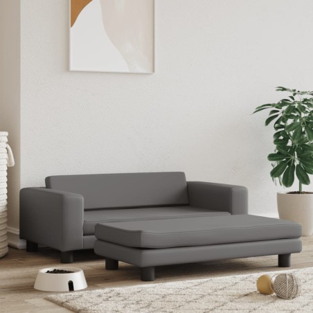 vidaXL Cama de perros con extensión cuero sintético gris 100x50x30 cm