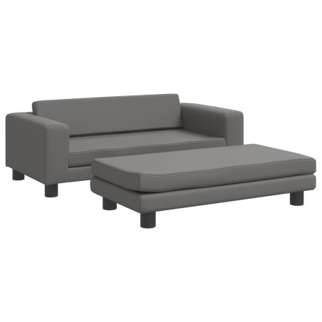 vidaXL Cama de perros con extensión cuero sintético gris 100x50x30 cm