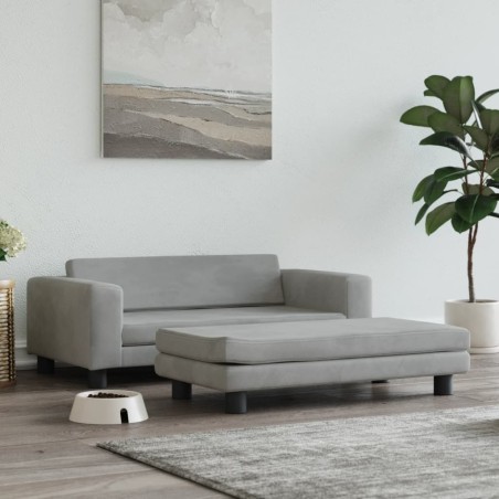 vidaXL Cama de perros con extensión terciopelo gris claro 100x50x30 cm