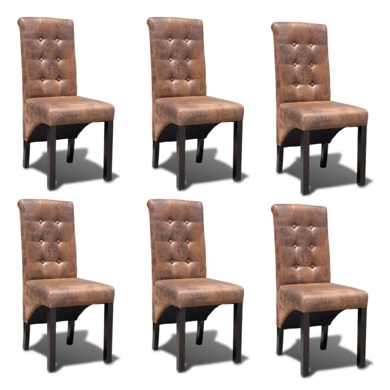 vidaXL Sillas de comedor 6 unidades cuero sintético marrón vidaXL Sillas de comedor 6 unidades cuero sintético marrón