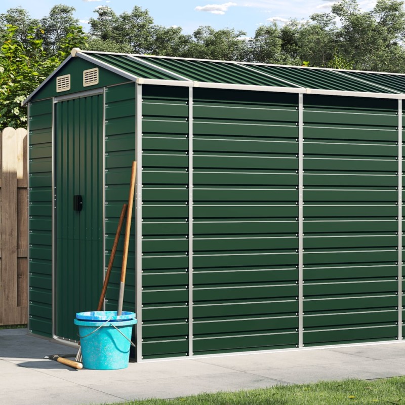 vidaXL Cobertizo de jardín acero galvanizado verde 191x640x198 cm vidaXL Cobertizo de jardín acero galvanizado verde 191x640x198 cm