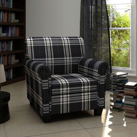 vidaXL Sillón con cojín de tela negro