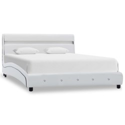 vidaXL Estructura de cama con LED cuero sintético blanco 160x200 cm