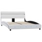 vidaXL Estructura de cama con LED cuero sintético blanco 160x200 cm vidaXL Estructura de cama con LED cuero sintético blanco 160x200 cm