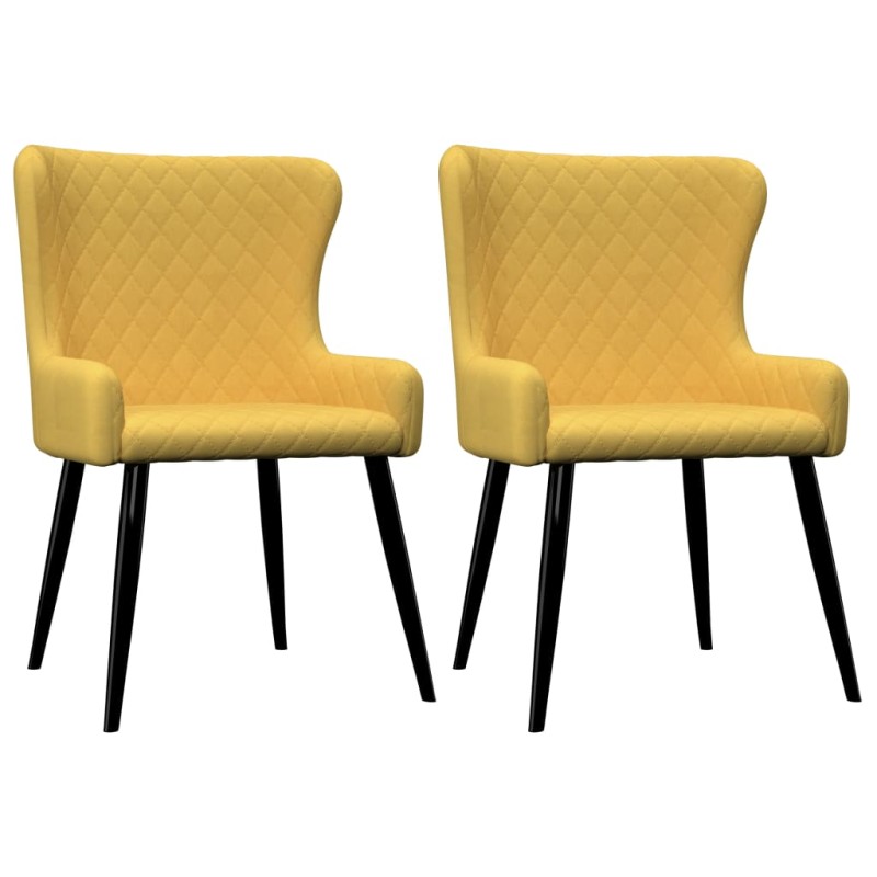 vidaXL Sillas de comedor 2 unidades tela amarillo vidaXL Sillas de comedor 2 unidades tela amarillo