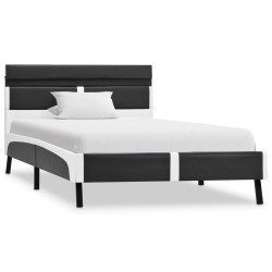 vidaXL Estructura de cama con LED de cuero sintético gris 90x200 cm