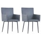 vidaXL Sillas de comedor reposabrazos 2 uds piel ante sintética gris vidaXL Sillas de comedor reposabrazos 2 uds piel ante sintética gris