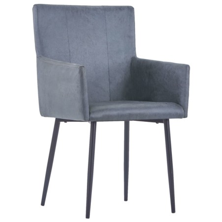 vidaXL Sillas de comedor reposabrazos 2 uds piel ante sintética gris