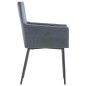 vidaXL Sillas de comedor reposabrazos 2 uds piel ante sintética gris vidaXL Sillas de comedor reposabrazos 2 uds piel ante sintética gris