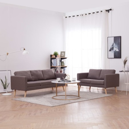 vidaXL Conjunto de sofás 2 piezas tela gris taupe