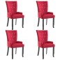 vidaXL Sillas de comedor con reposabrazos terciopelo rojo 4 unidades vidaXL Sillas de comedor con reposabrazos terciopelo rojo 4 unidades