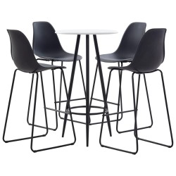 vidaXL Juego de mesa alta y taburetes 5 piezas plástico negro