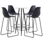 vidaXL Juego de mesa alta y taburetes 5 piezas plástico negro vidaXL Juego de mesa alta y taburetes 5 piezas plástico negro