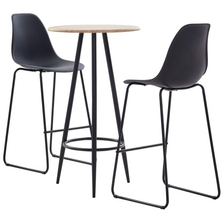vidaXL Juego de mesa alta y taburetes 3 piezas plástico negro