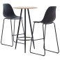 vidaXL Juego de mesa alta y taburetes 3 piezas plástico negro vidaXL Juego de mesa alta y taburetes 3 piezas plástico negro
