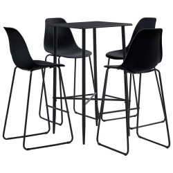 vidaXL Juego de mesa alta y taburetes 5 piezas plástico negro
