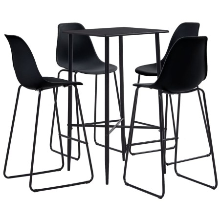 vidaXL Juego de mesa alta y taburetes 5 piezas plástico negro