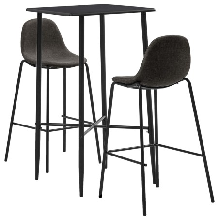 vidaXL Juego de mesa alta y taburetes 3 piezas tela gris oscuro