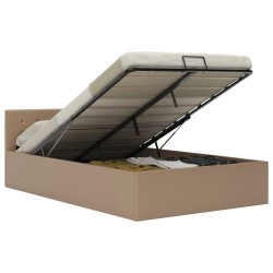 vidaXL Cama canapé hidráulica cuero sintético capuchino 120x200 cm