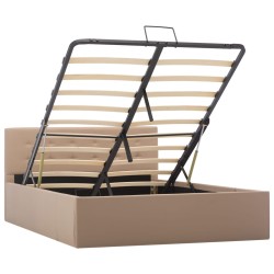 vidaXL Cama canapé hidráulica cuero sintético capuchino 120x200 cm