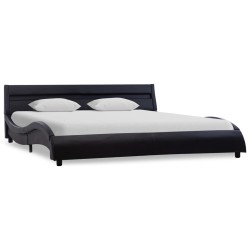 vidaXL Estructura de cama con LED de cuero sintético negro 140x200 cm   