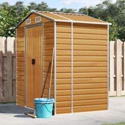 vidaXL Caseta de jardín acero galvanizado marrón claro 191x130x198 cm