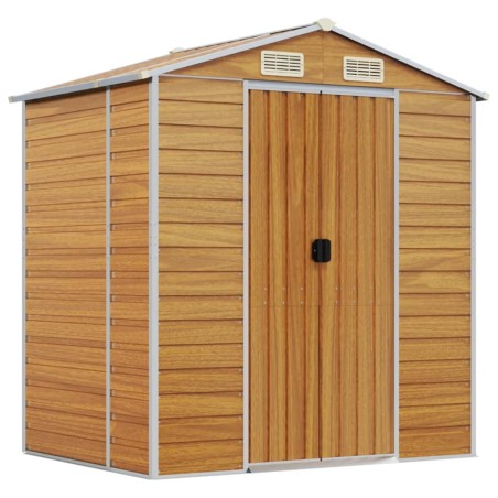 vidaXL Caseta de jardín acero galvanizado marrón claro 191x130x198 cm