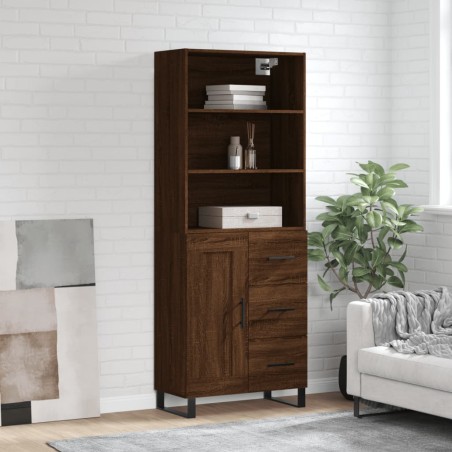 vidaXL Aparador alto madera contrachapada marrón roble 69,5x34x180 cm