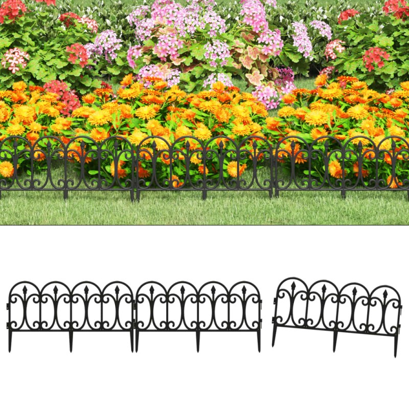 vidaXL Borduras de jardín 17 unidades PP negro 10 m vidaXL Borduras de jardín 17 unidades PP negro 10 m