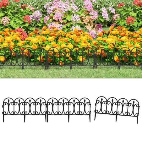 vidaXL Borduras de jardín 17 unidades PP negro 10 m