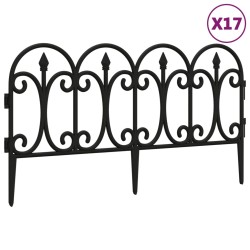 vidaXL Borduras de jardín 17 unidades PP negro 10 m
