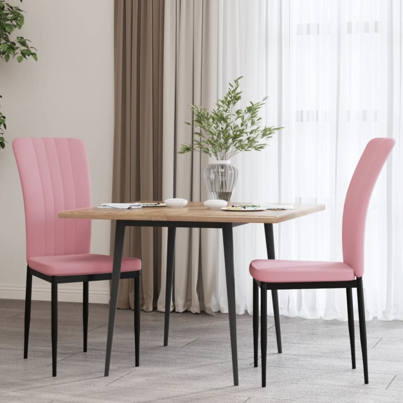 vidaXL Sillas de comedor 2 unidades terciopelo rosa vidaXL Sillas de comedor 2 unidades terciopelo rosa