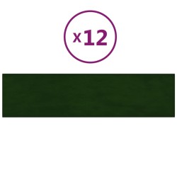 vidaXL Paneles de pared 12 uds terciopelo verde oscuro 60x15 cm 1,08m²