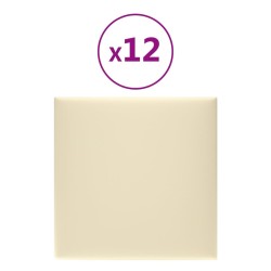 vidaXL Paneles de pared 12 uds cuero sintético crema 30x30 cm 1,08 m²