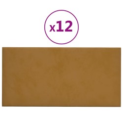 vidaXL Paneles de pared 12 uds terciopelo marrón 30x15 cm 0,54 m²