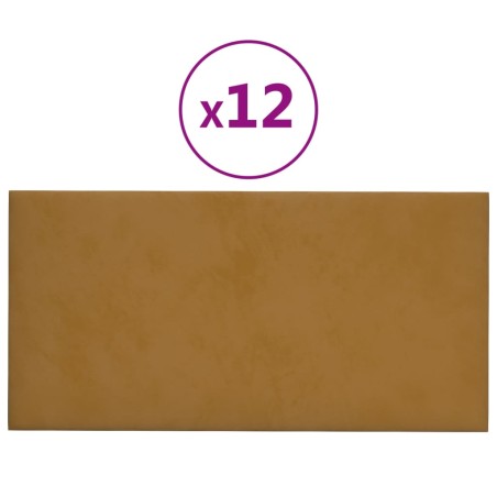 vidaXL Paneles de pared 12 uds terciopelo marrón 30x15 cm 0,54 m²
