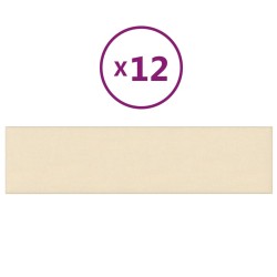 vidaXL Paneles de pared 12 uds tela color crema 60x15 cm 1,08 m²