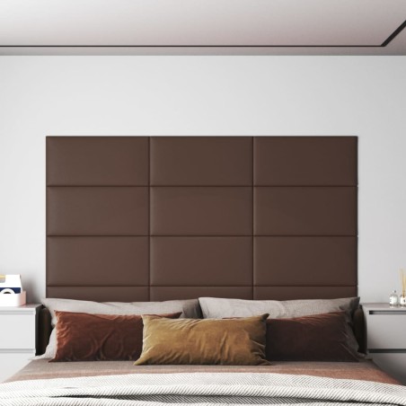 vidaXL Paneles de pared 12 uds cuero sintético marrón 60x30 cm 2,16 m²