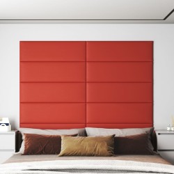 vidaXL Paneles de pared 12 uds cuero sintético rojo 90x30 cm 3,24 m²