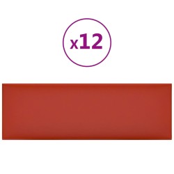 vidaXL Paneles de pared 12 uds cuero sintético rojo 90x30 cm 3,24 m²
