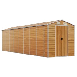 vidaXL Caseta de jardín acero galvanizado marrón claro 191x725x198 cm