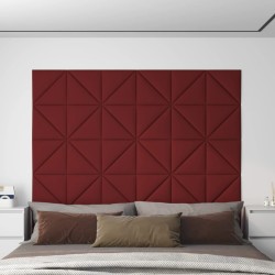 vidaXL Paneles de pared 12 uds tela rojo tinto 30x30 cm 0,54 m²