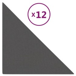 vidaXL Paneles de pared 12 uds tela gris oscuro 30x30 cm 0,54 m²