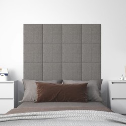 vidaXL Paneles de pared 12 uds tela gris claro 30x30 cm 1,08 m²