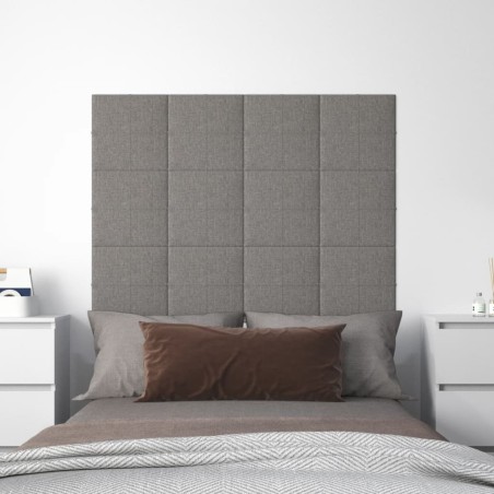 vidaXL Paneles de pared 12 uds tela gris claro 30x30 cm 1,08 m²