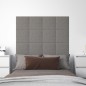 vidaXL Paneles de pared 12 uds tela gris claro 30x30 cm 1,08 m²